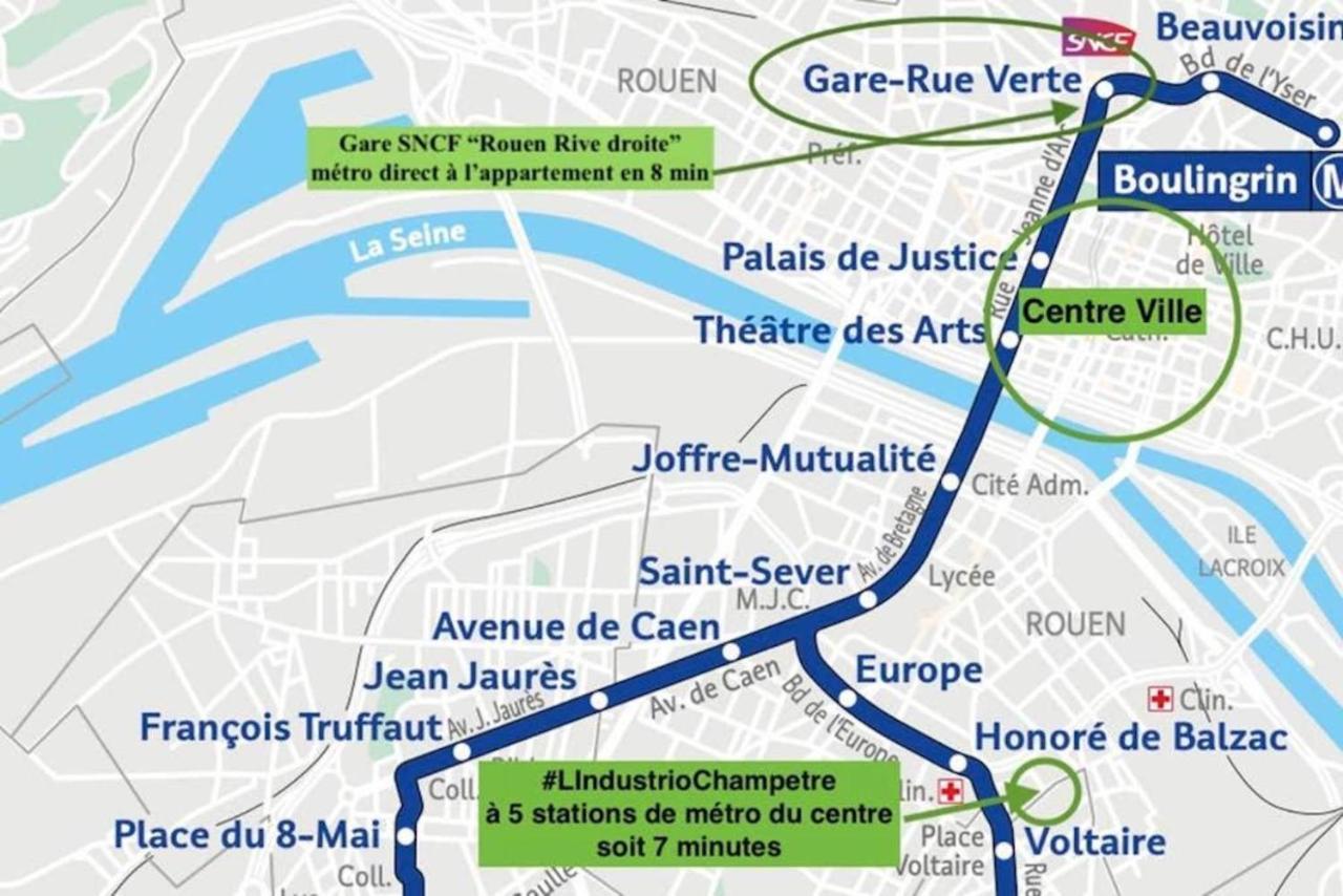#Lindustriochampetre Free Parking, Bien Situe, Spacieux, Proche Clinique Rouen Luaran gambar
